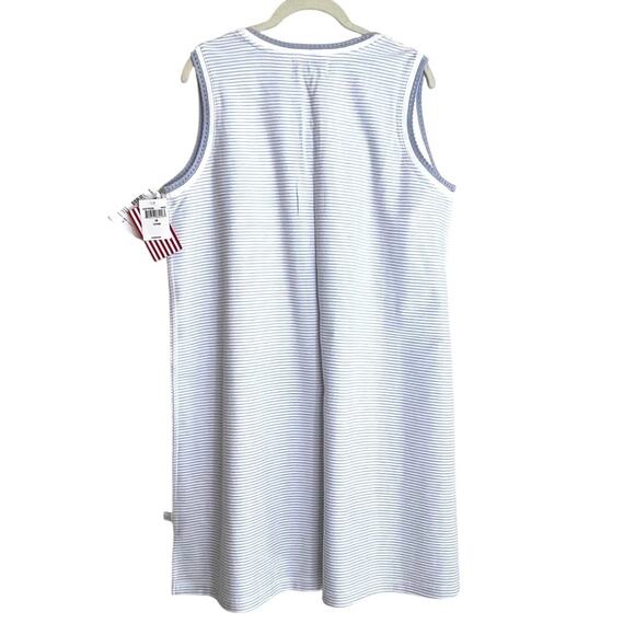 Vintage NOS Karen Neuberger Sleeveless Nightgown M Blue Stripe Made in Hong Kong - Picture 3 of 6